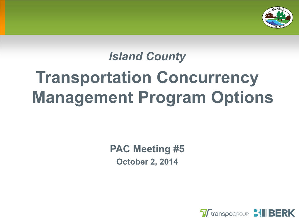 Transportation Concurrency Management Program Options