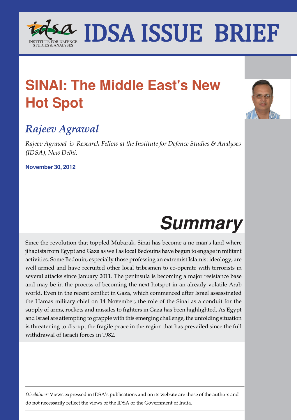 SINAI: the Middle East's New Hot Spot