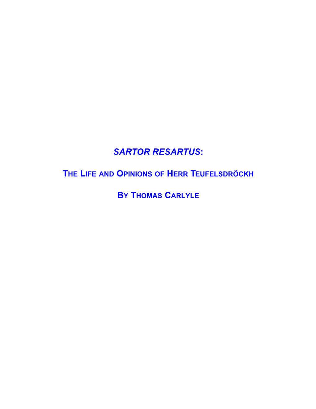 Sartor Resartus