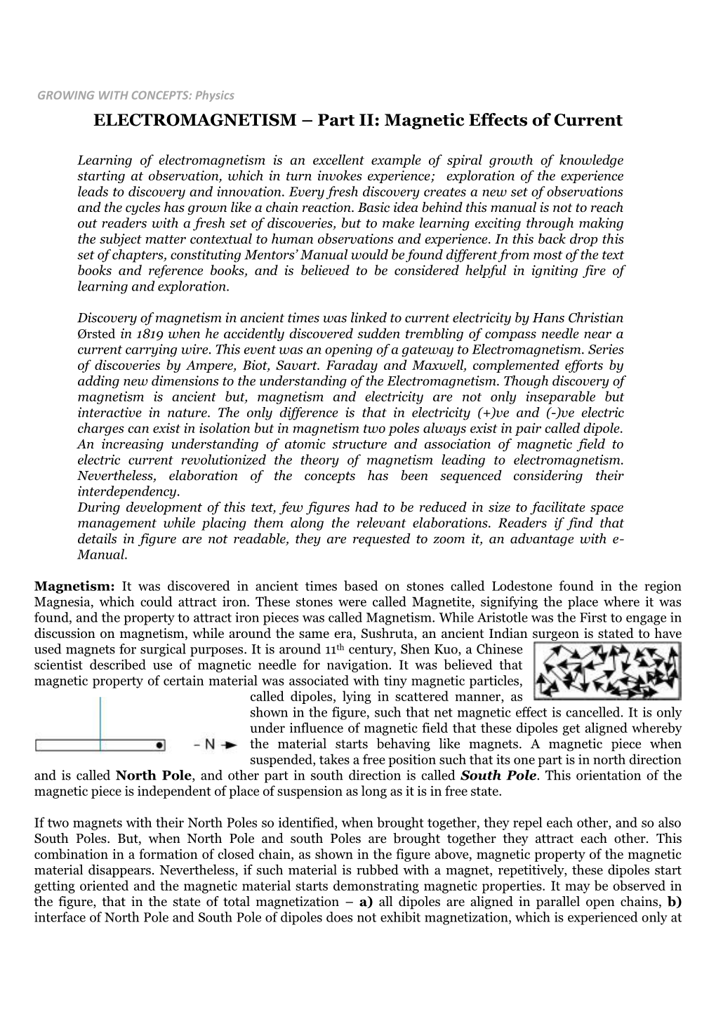 ELECTROMAGNETISM – Part II: Magnetic Effects of Current