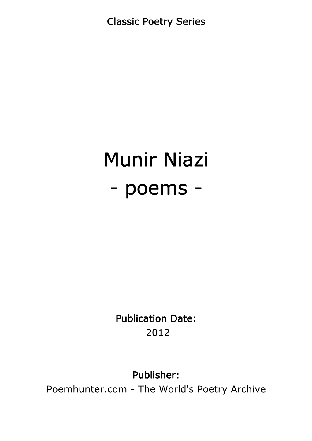 Munir Niazi - Poems