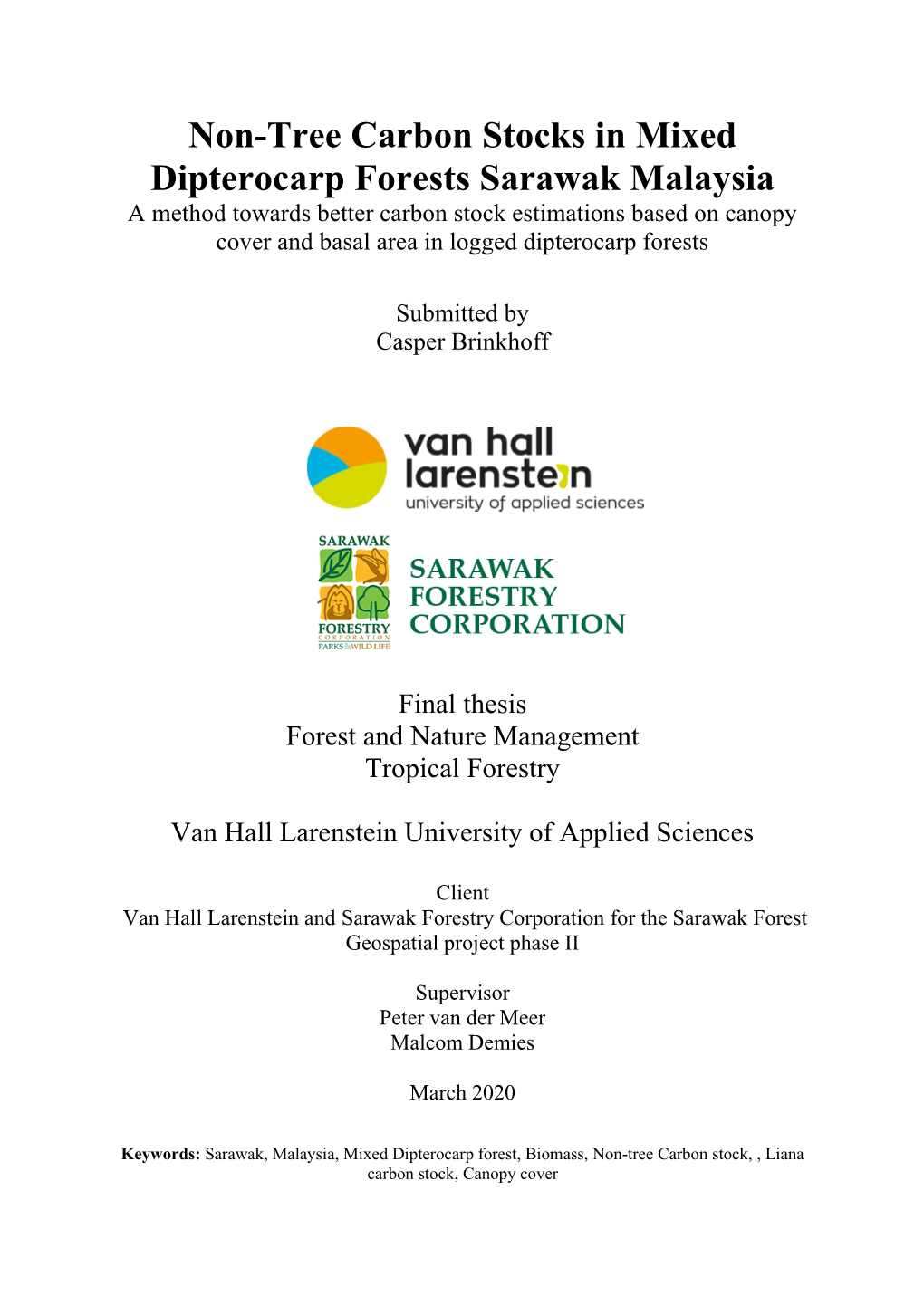 Non-Tree Carbon Stocks in Mixed Dipterocarp Forests Sarawak