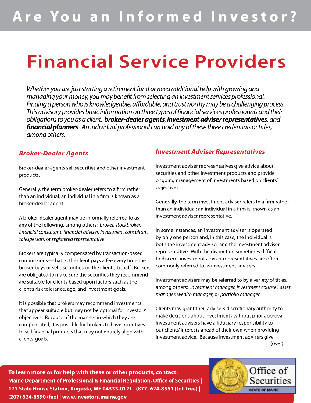 Financial Service Providers