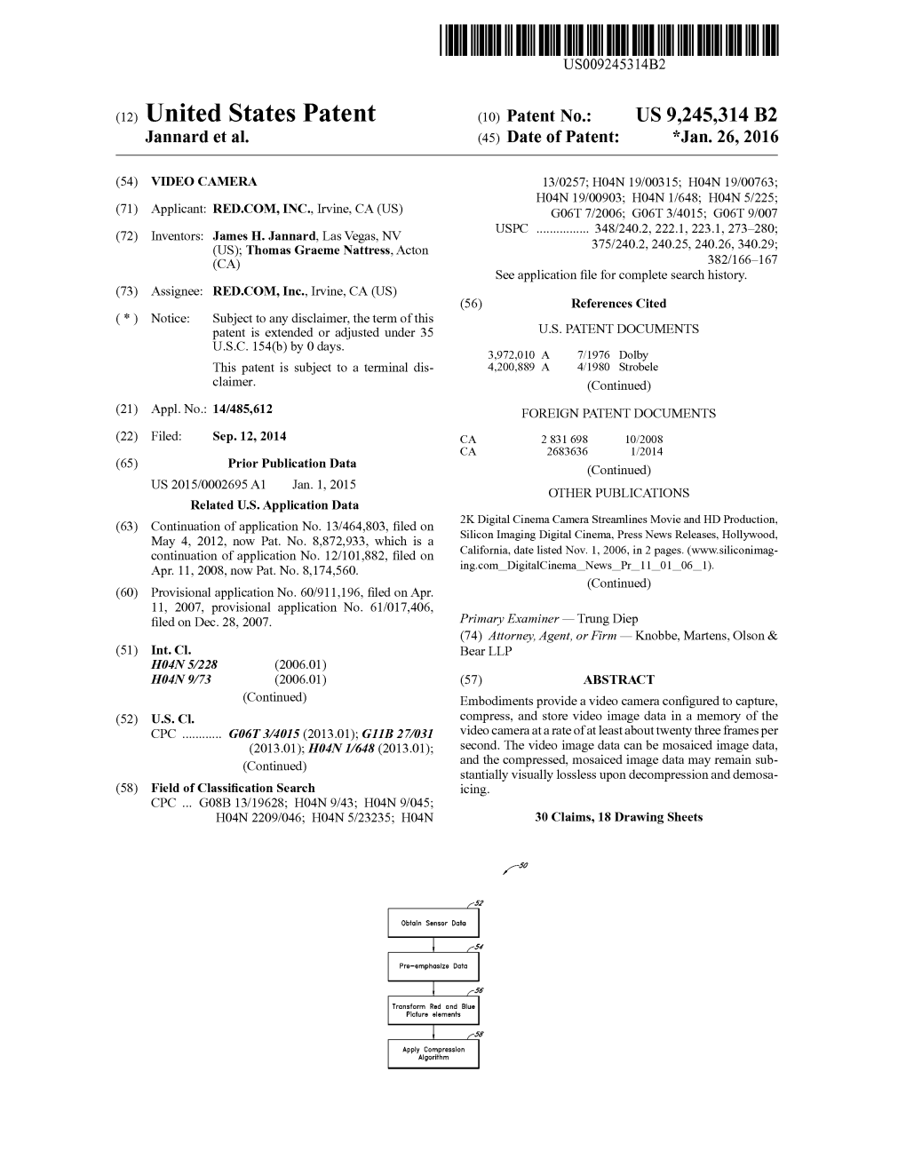 (12) United States Patent (10) Patent No.: US 9.245,314 B2 Jannard Et Al
