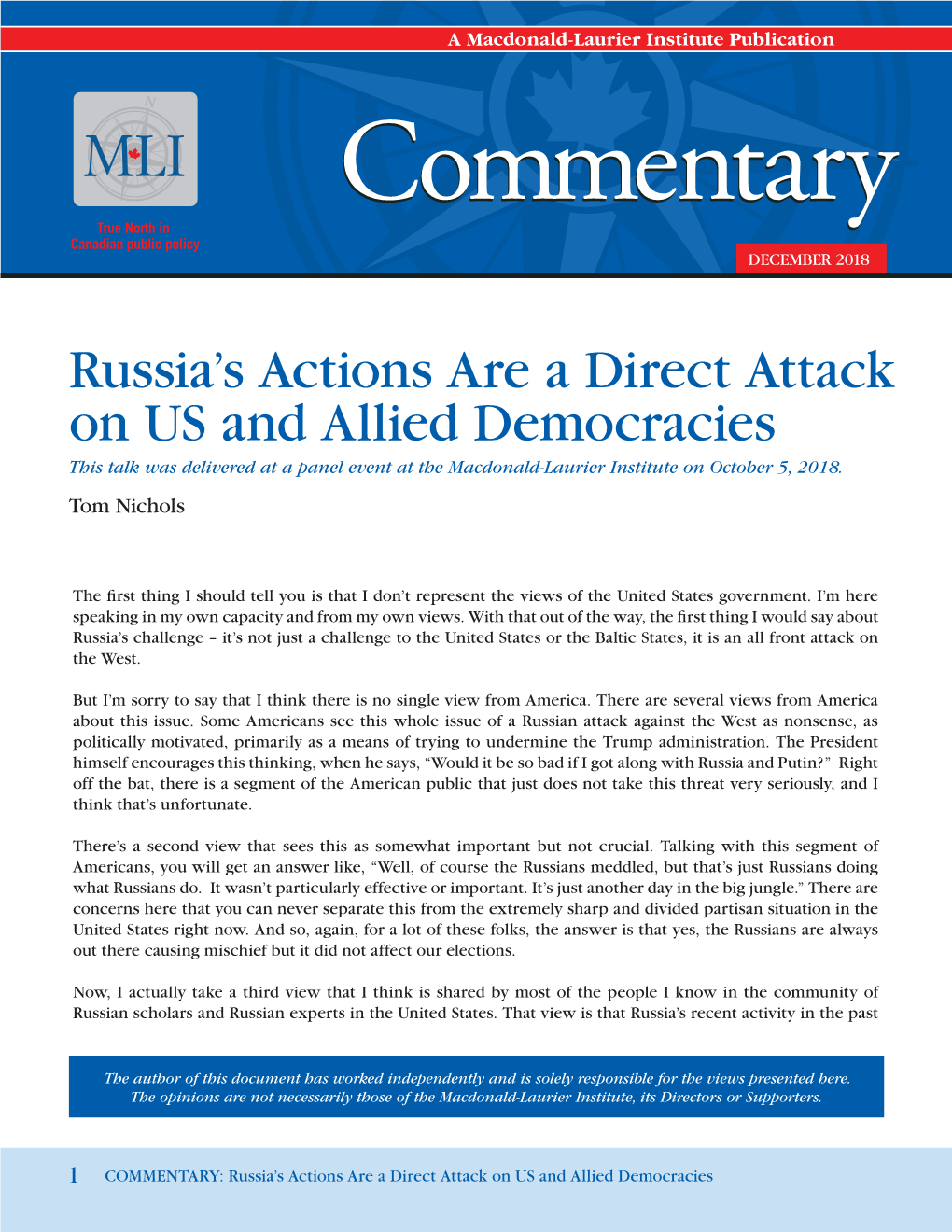 Russia's Actions Are a Direct Attack on US and Allied Democracies