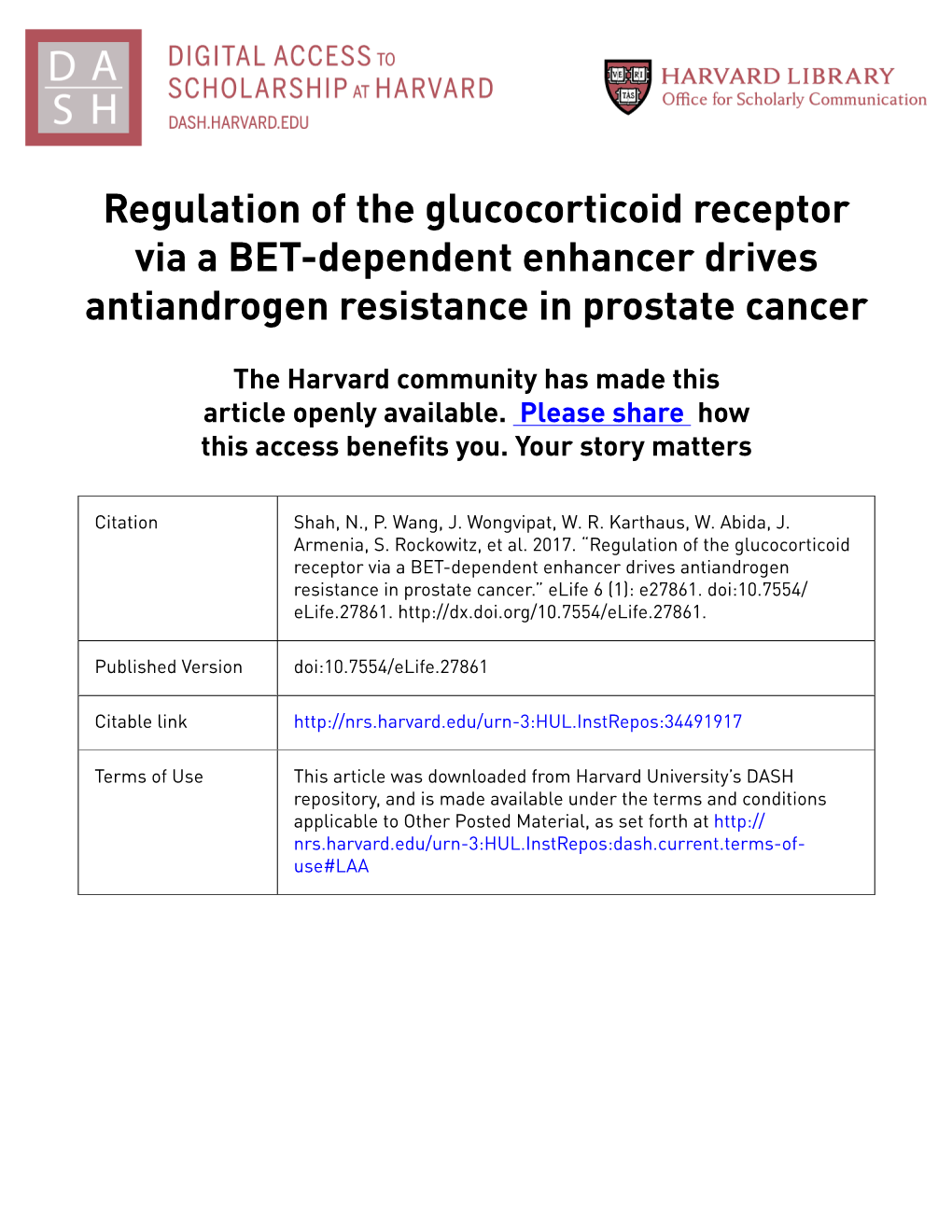 Regulation of the Glucocorticoid Receptor Via a BET-Dependent Enhancer Drives Antiandrogen Resistance in Prostate Cancer