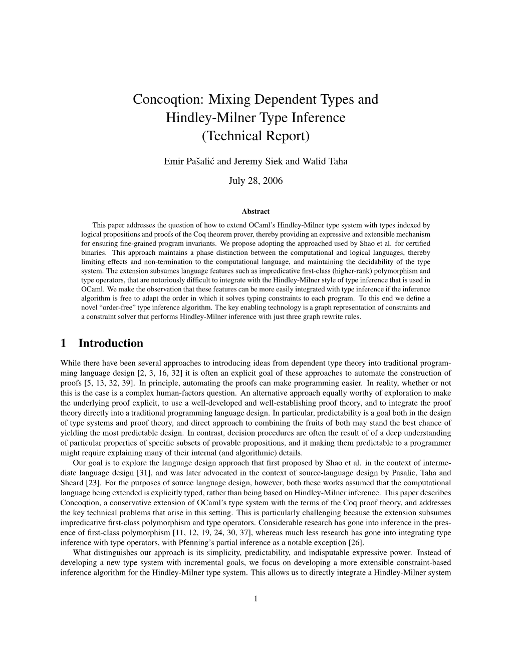 Mixing Dependent Types and Hindley-Milner Type Inference (Technical Report)