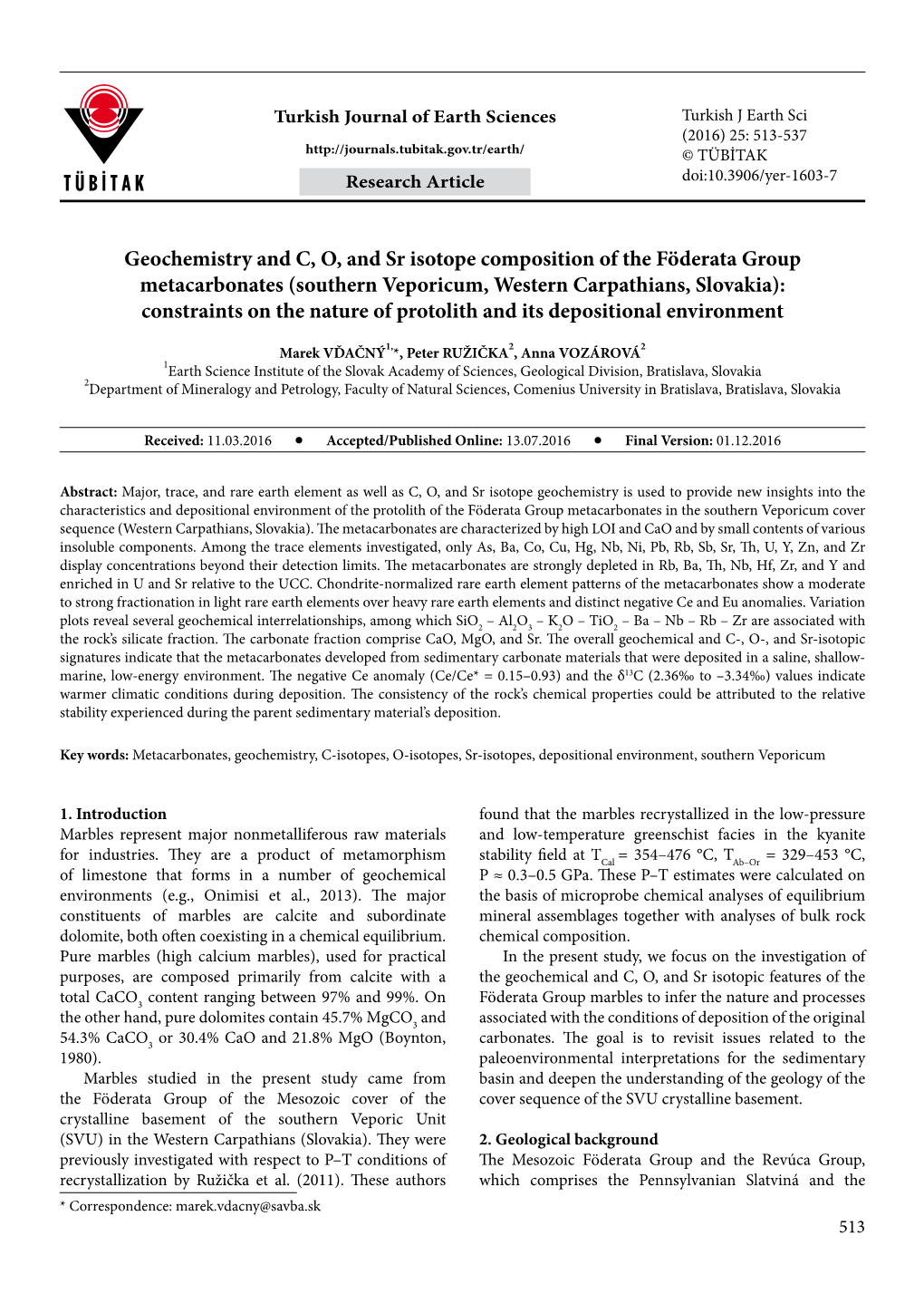 Geochemistry and C, O, and Sr Isotope Composition Of