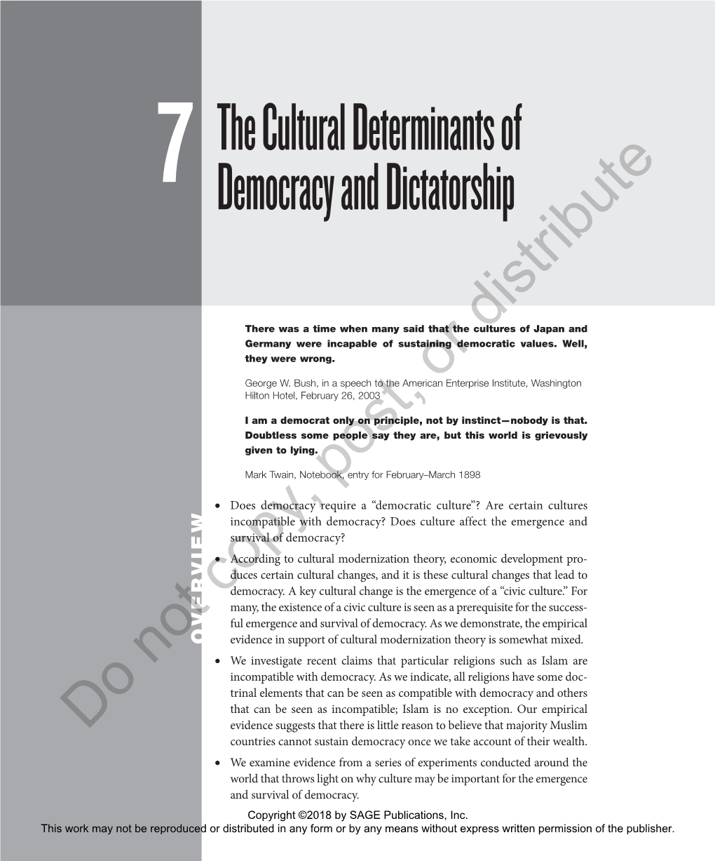 The Cultural Determinants of Democracy and Dictatorship 225