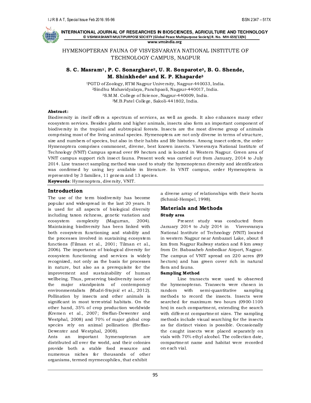 95 Hymenopteran Fauna of Visvesvaraya National