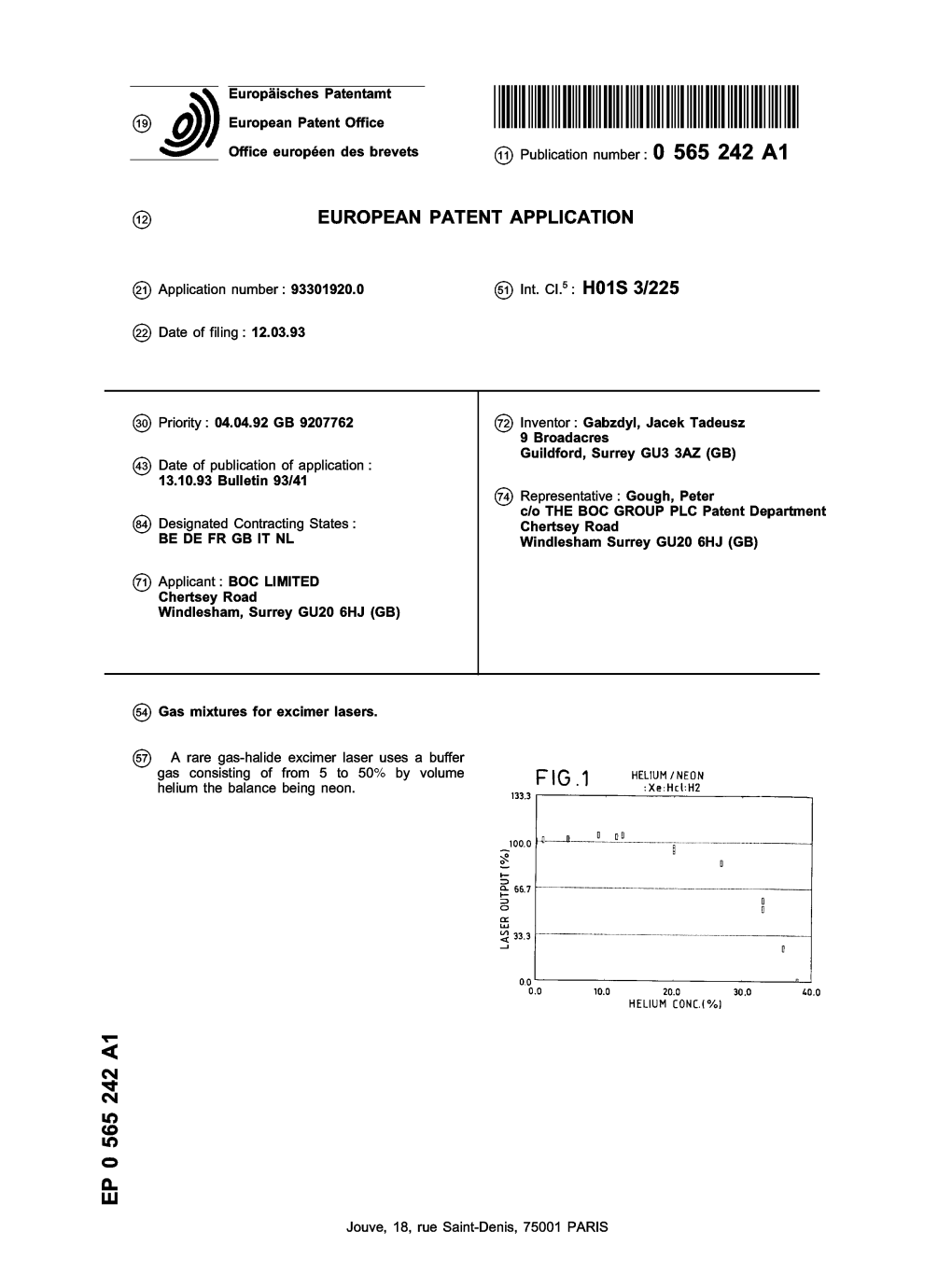 Gas Mixtures for Excimer Lasers