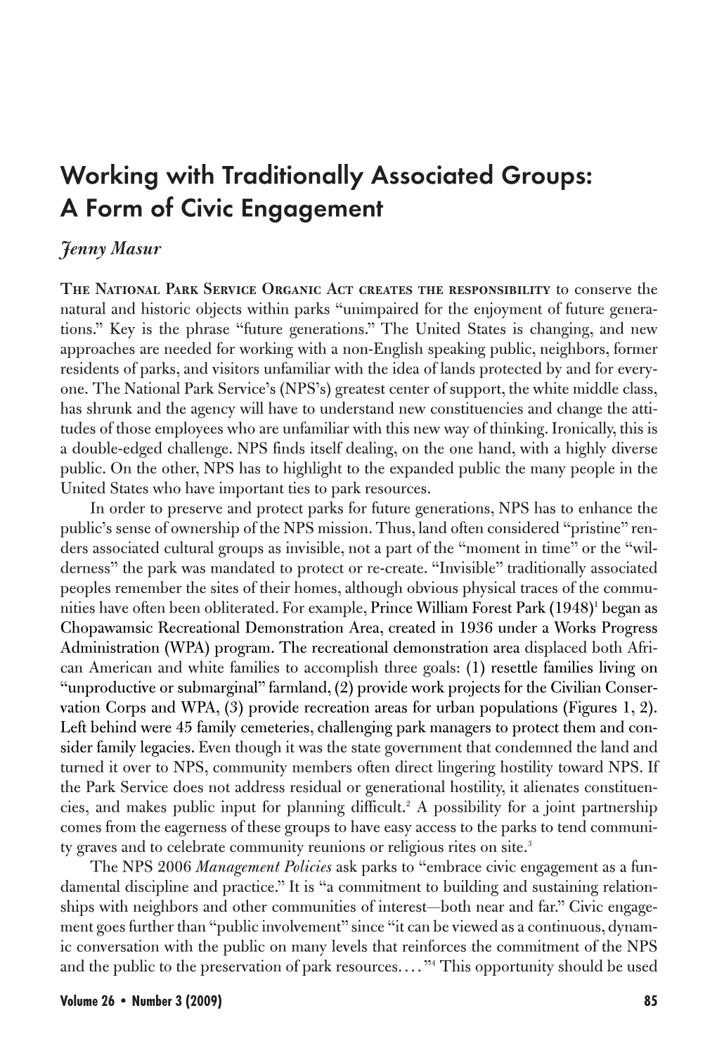 Working with Traditionally Associated Groups: a Form of Civic Engagement