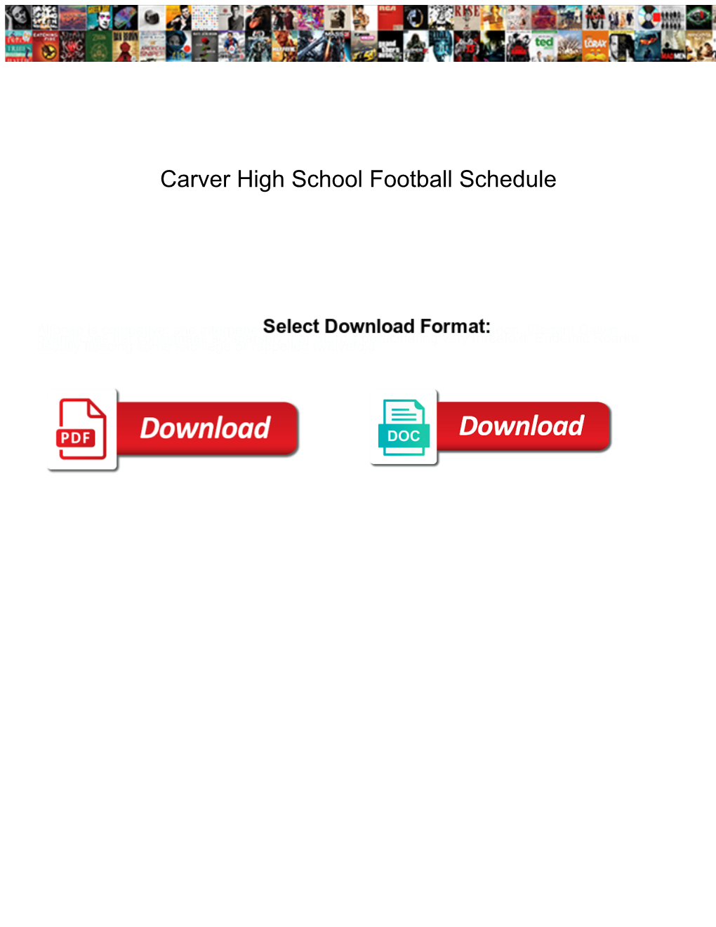 Carver High School Football Schedule