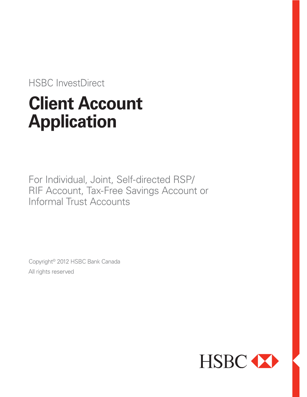 HSBC Investdirect Client Account Application