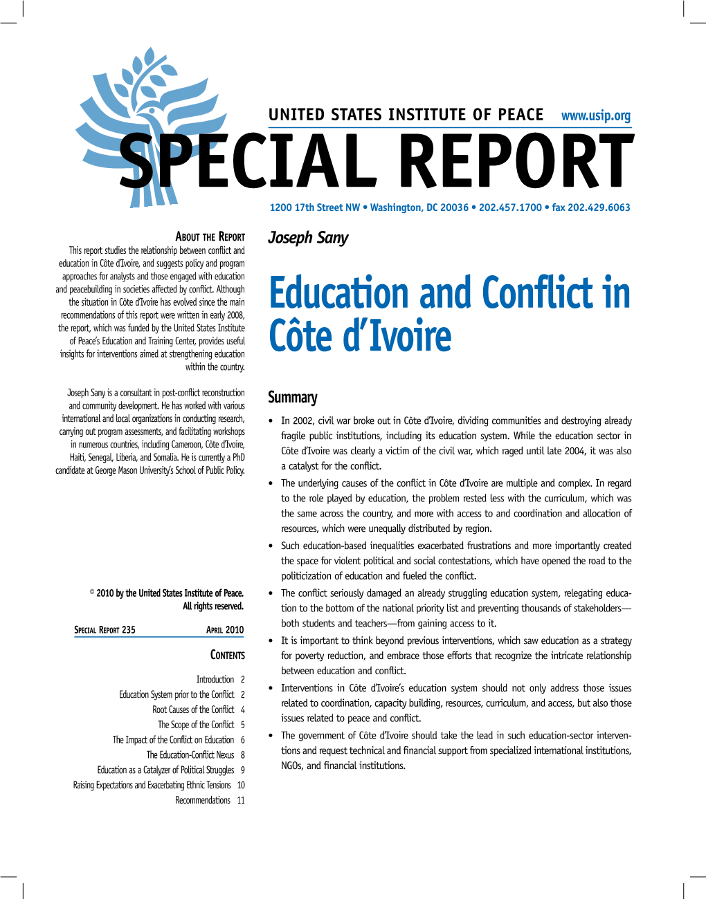 Education and Conflict in Côte D'ivoire