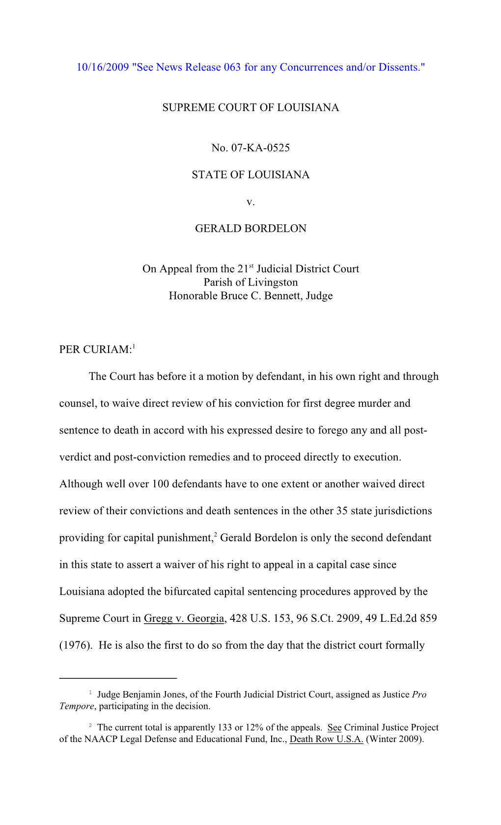 07-KA-0525 STATE of LOUISIANA V. GERALD BORDELON