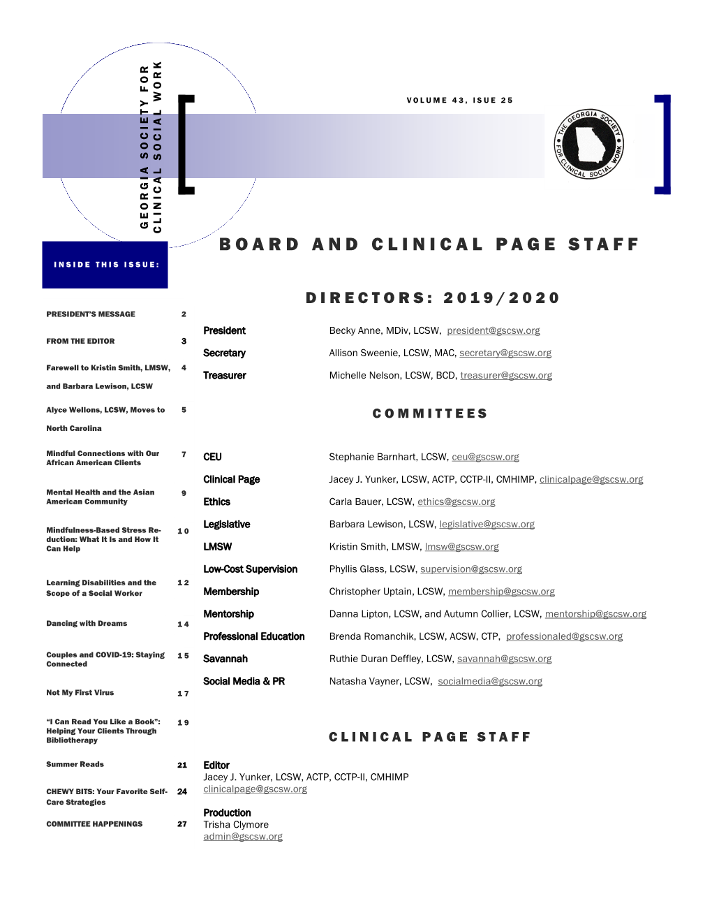 Board and Clinical Page Staff