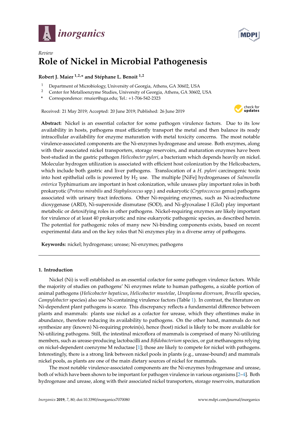 Role of Nickel in Microbial Pathogenesis