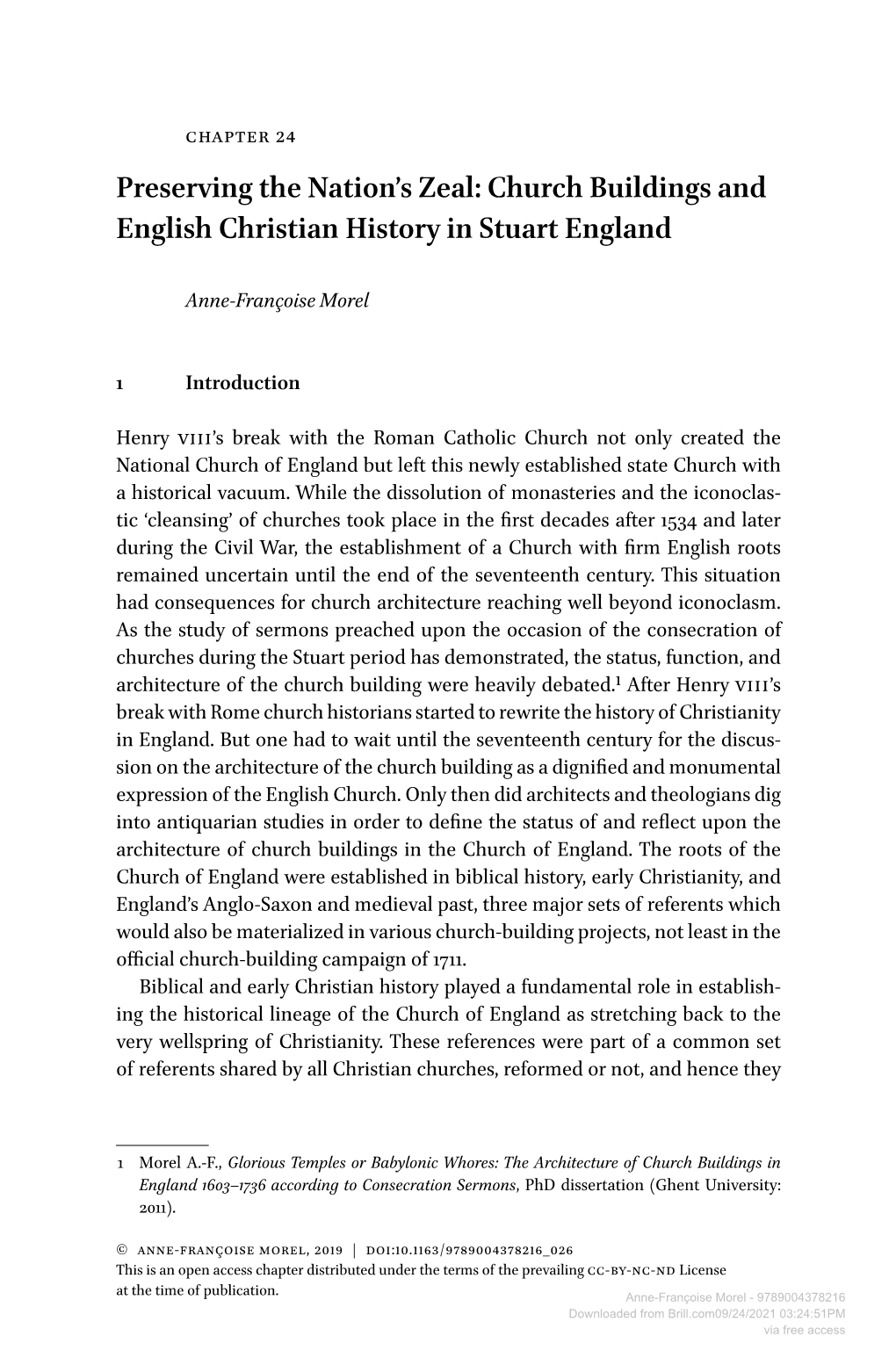 Church Buildings and English Christian History in Stuart England