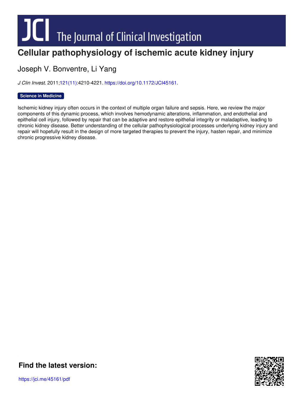 Cellular Pathophysiology of Ischemic Acute Kidney Injury