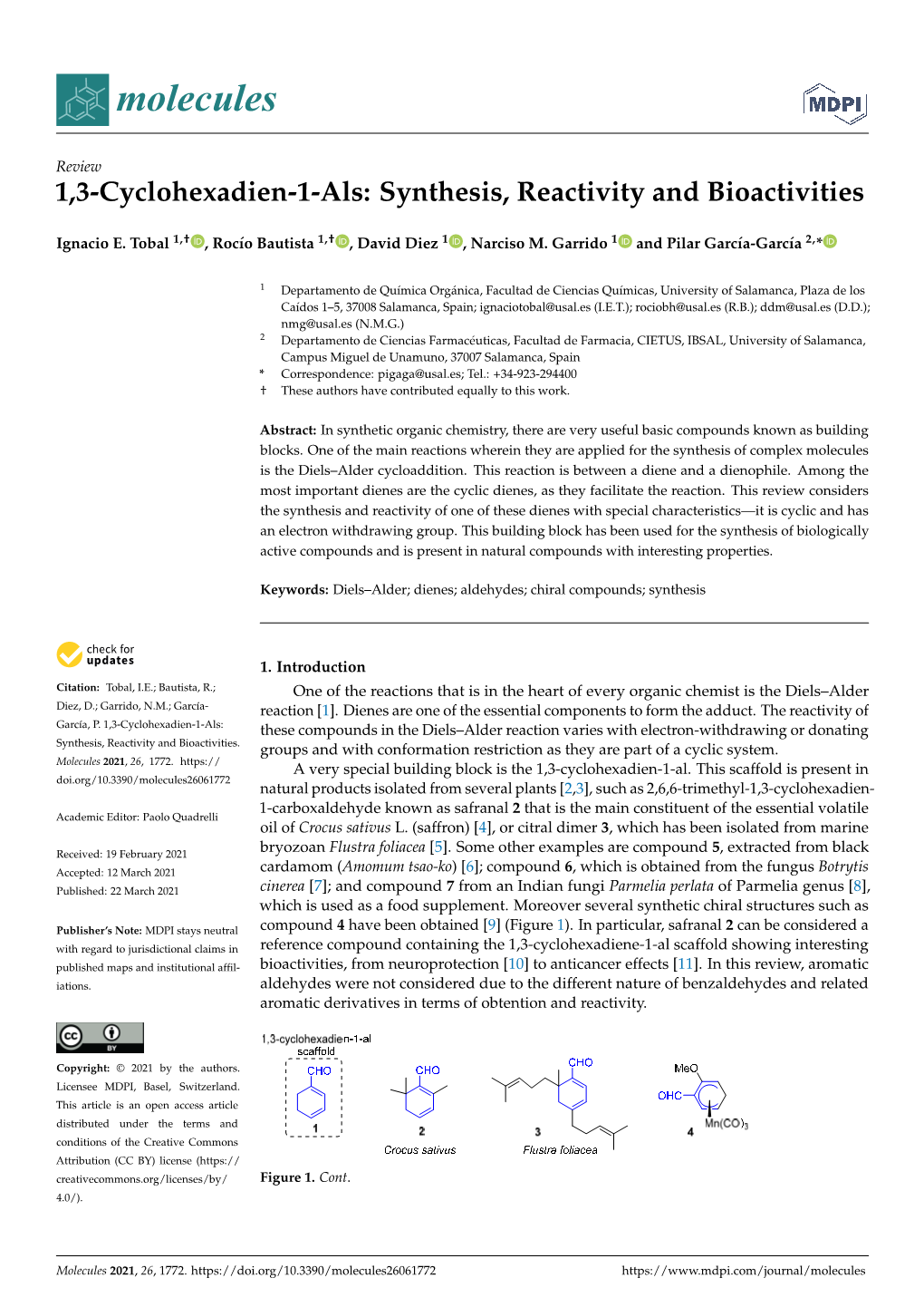 1,3-Cyclohexadien-1-Als: Synthesis, Reactivity and Bioactivities