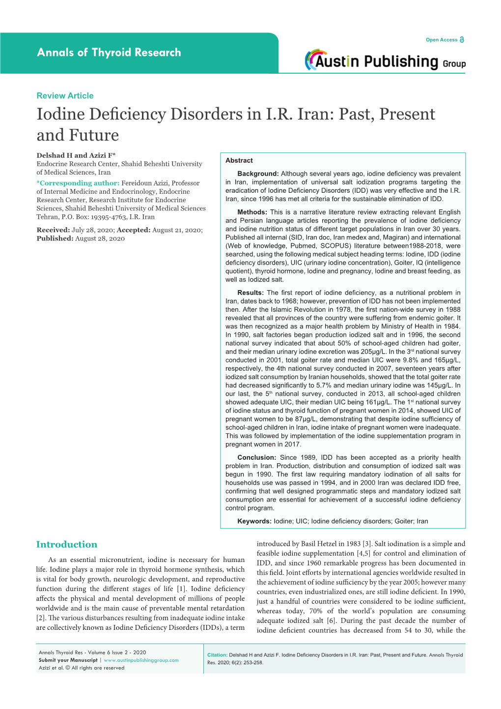 Iodine Deficiency Disorders in IR Iran