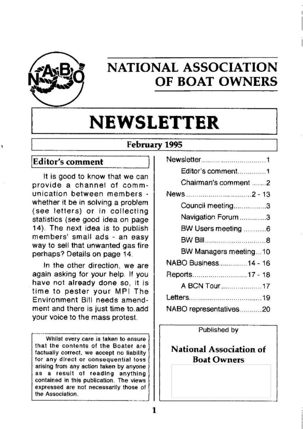 NEWSLETTER a February 1995