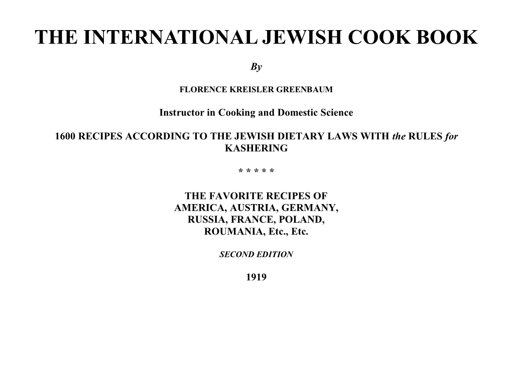 The International Jewish Cook Book