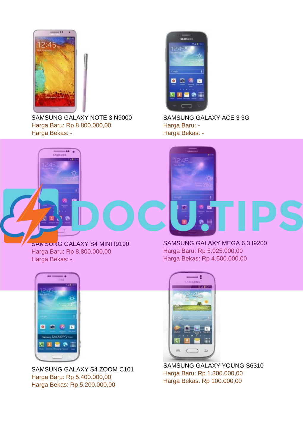 Harga Samsung Galaxy