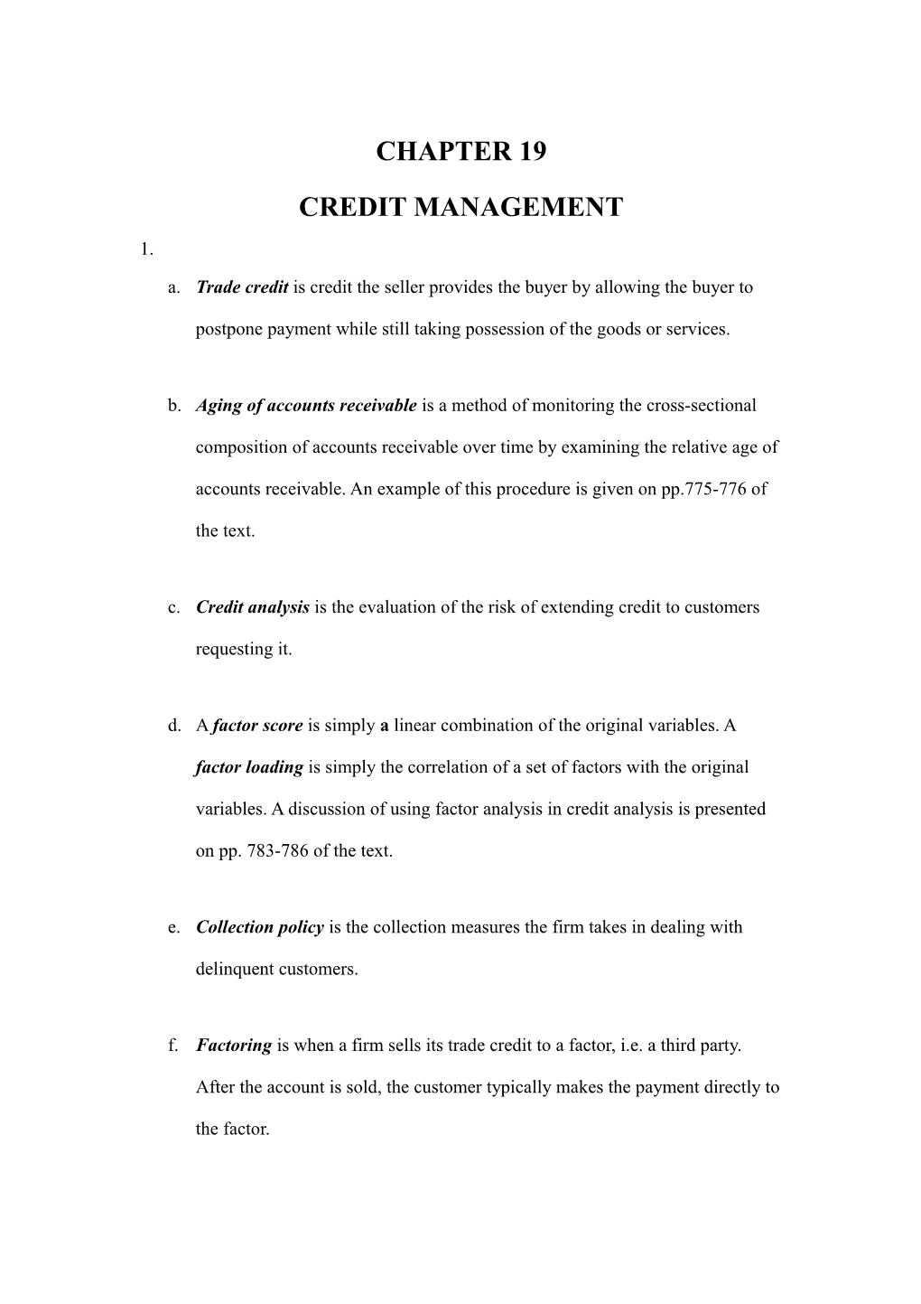 Credit Management