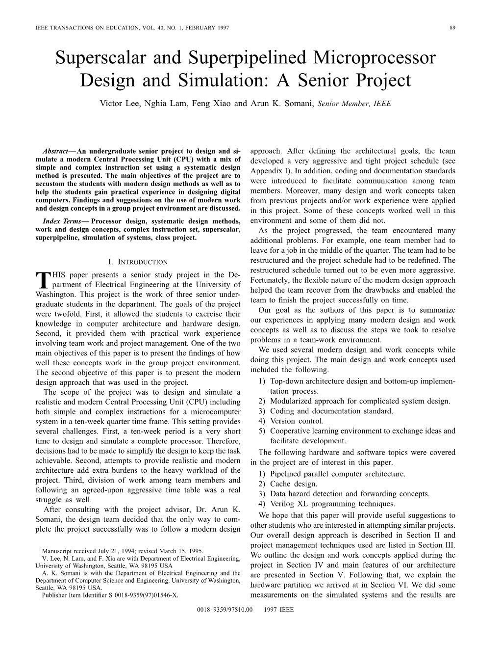 Superscalar and Superpipelined Microprocessor Design and Simulation: a Senior Project