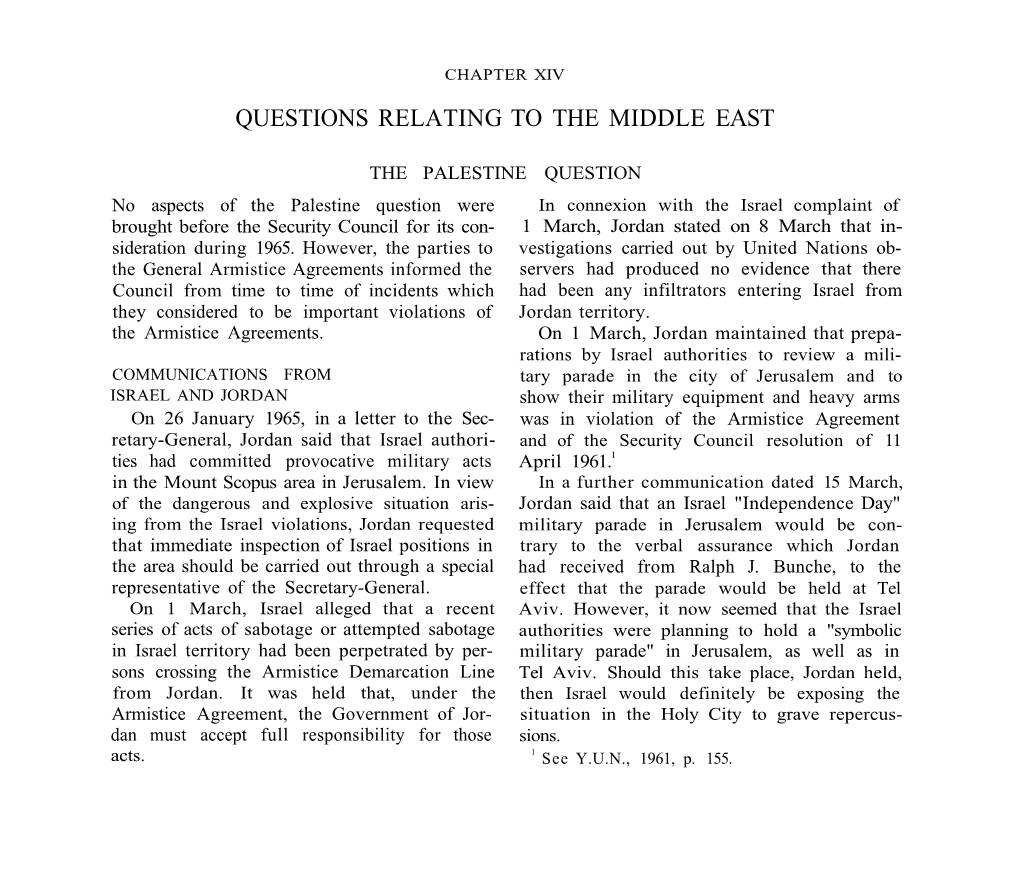 [ 1965 ] Part 1 Sec 1 Chapter 14 Questions Relating to the Middle East
