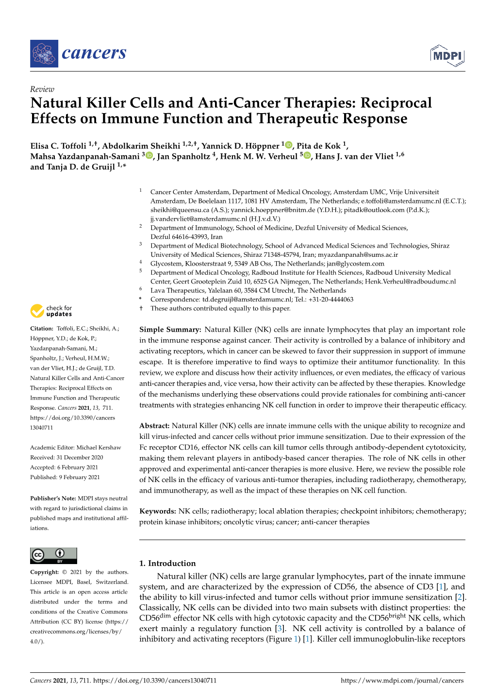 Natural Killer Cells and Anti-Cancer Therapies: Reciprocal Effects on Immune Function and Therapeutic Response