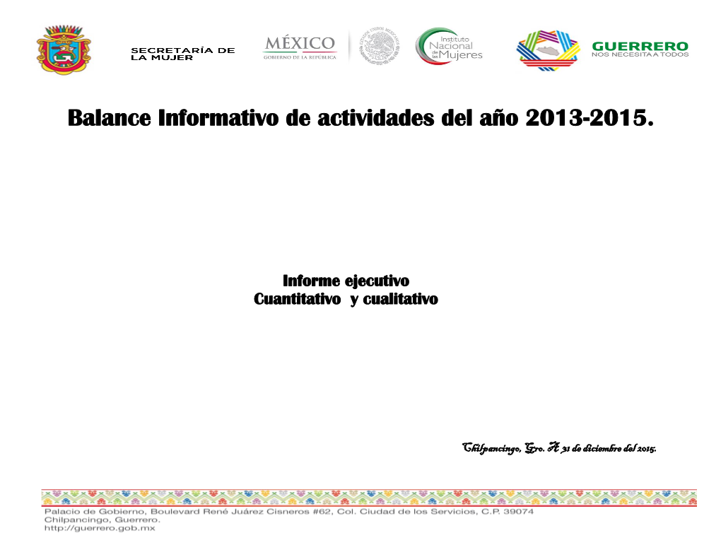 Balance Informativo De Actividades Del Año 2013-2015