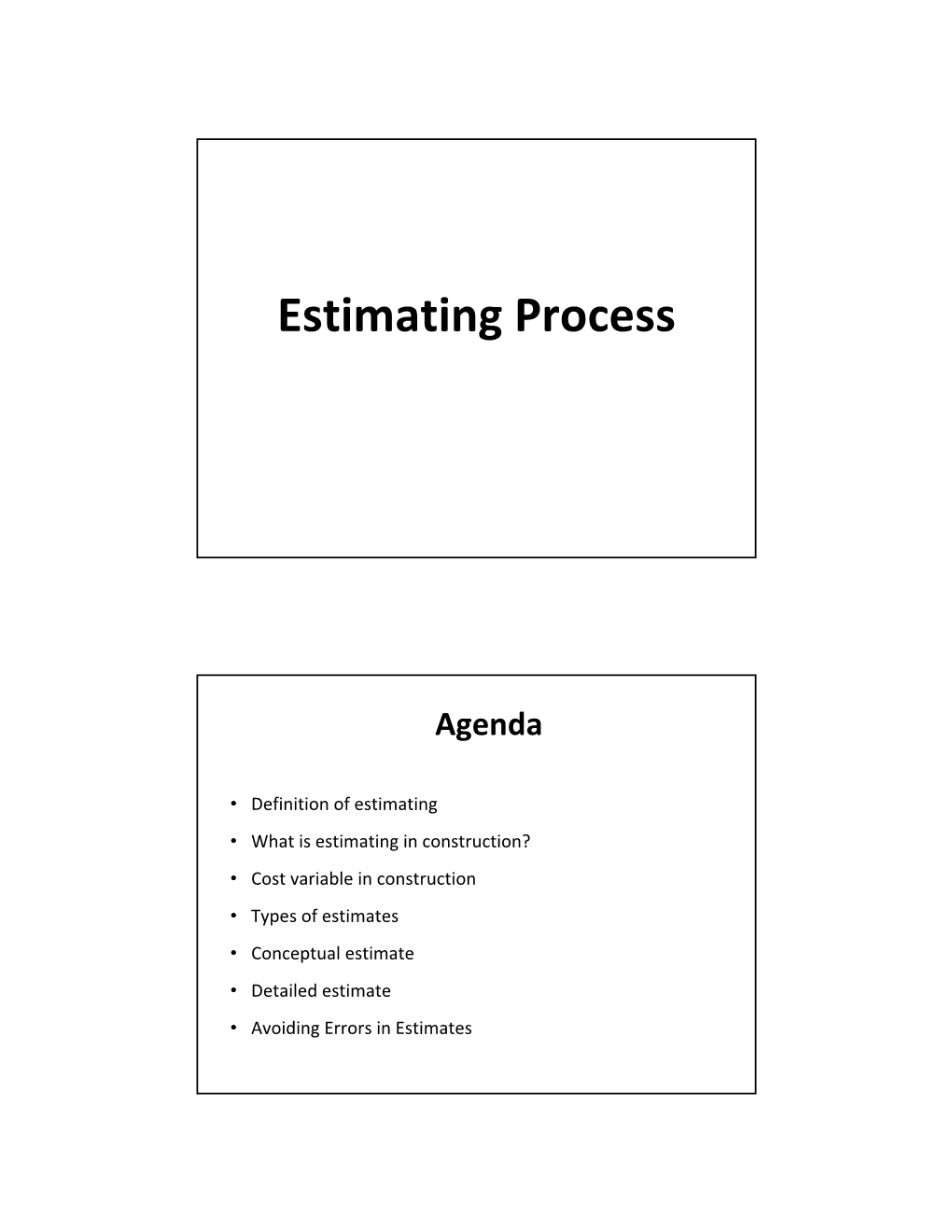 Estimating Process