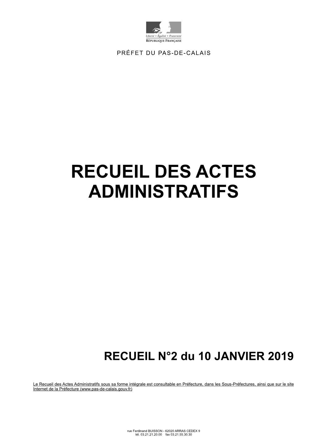 Recueil Des Actes Administratifs