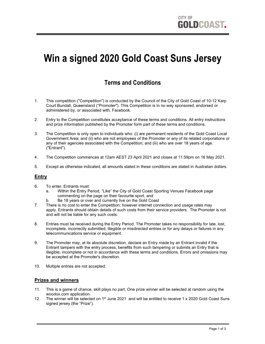 Win a Signed 2020 Gold Coast Suns Jersey