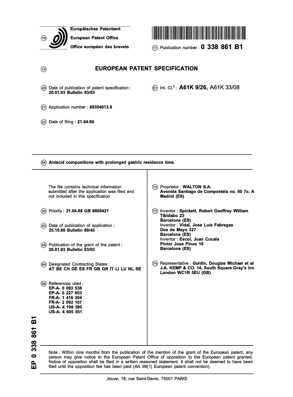 Antacid Compositions with Prolonged Gastric Residence Time