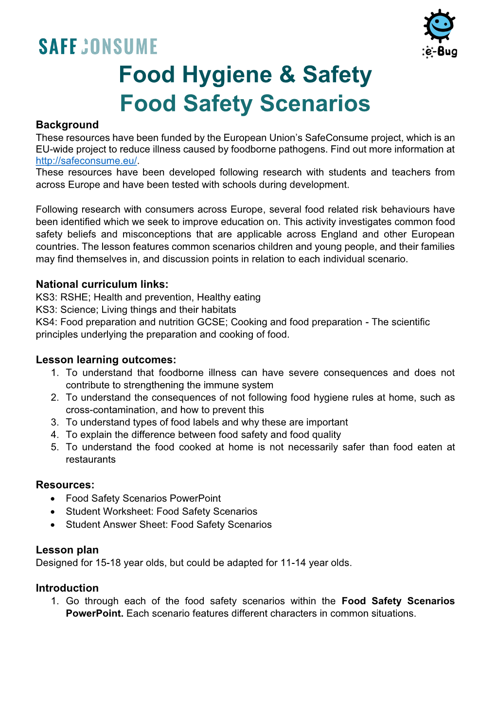 Food Hygiene & Safety Food Safety Scenarios