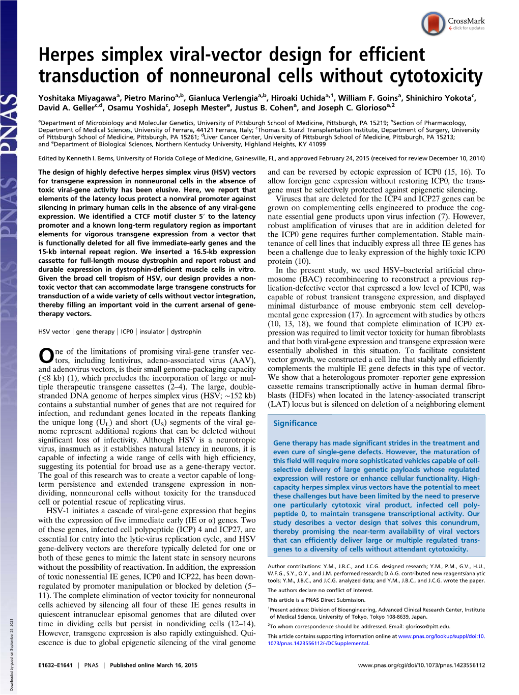 Herpes Simplex Viral-Vector Design for Efficient Transduction of Nonneuronal Cells Without Cytotoxicity