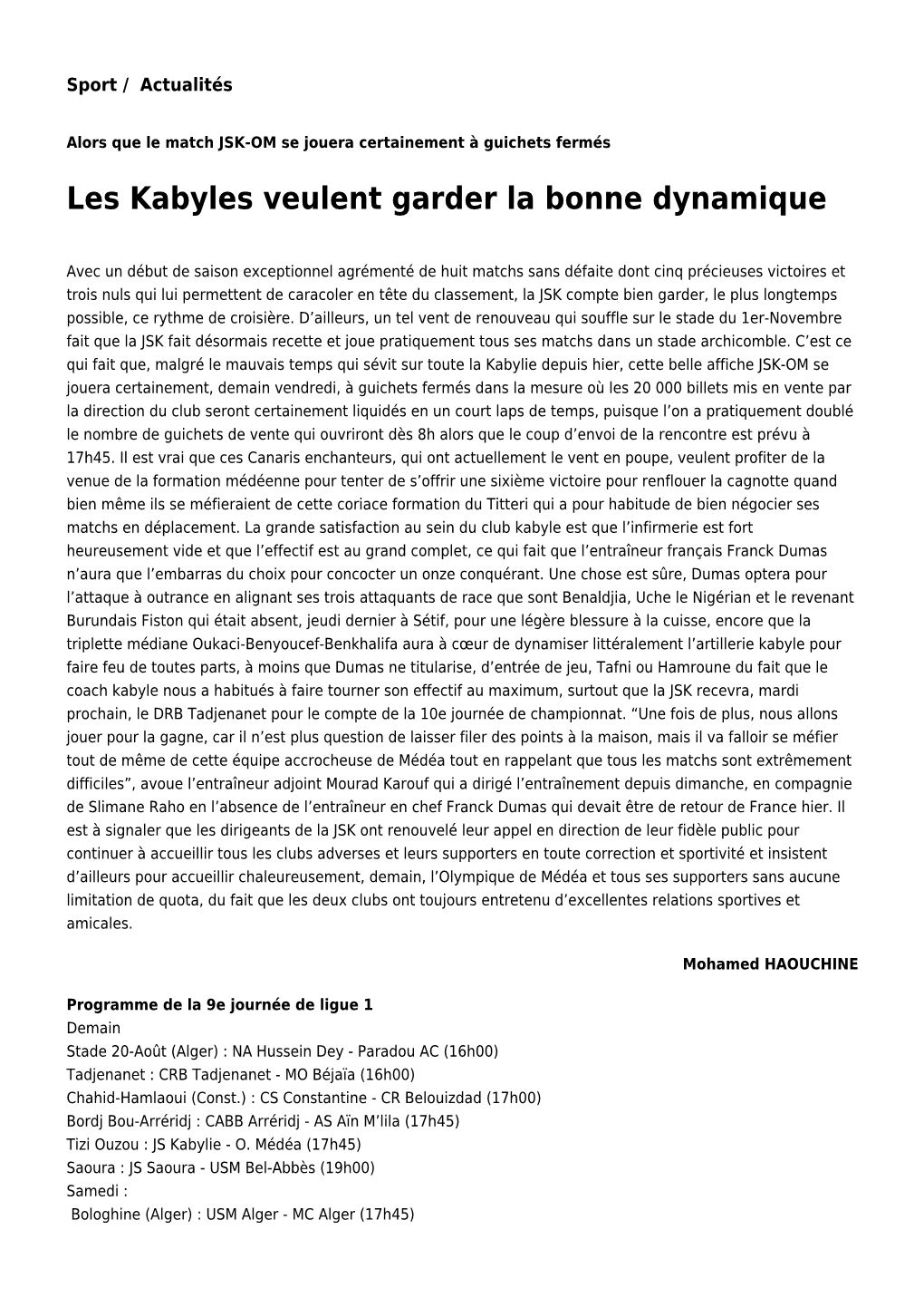 Les Kabyles Veulent Garder La Bonne Dynamique