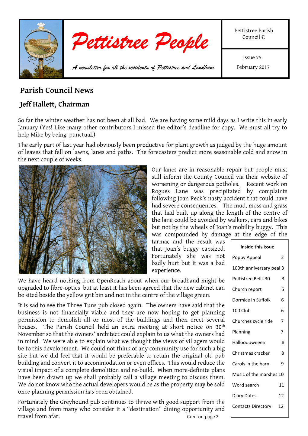 Pettistree People Council © Issue 75 a Newsletter for All the Residents of Pettistree and Loudham February 2017