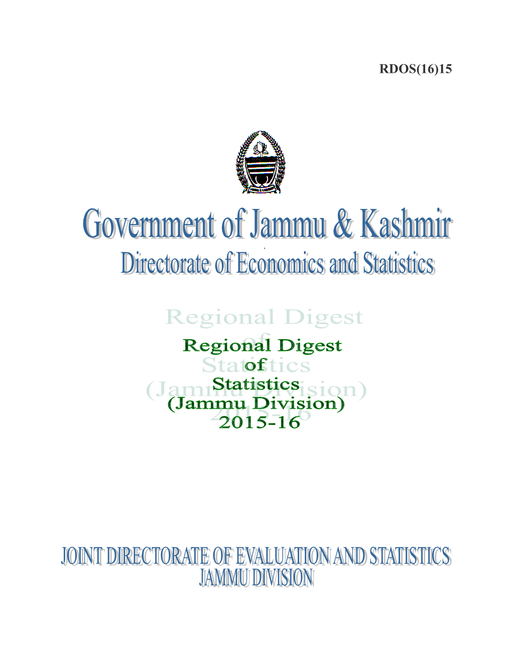 Regional Digest of Statistics 2015-16