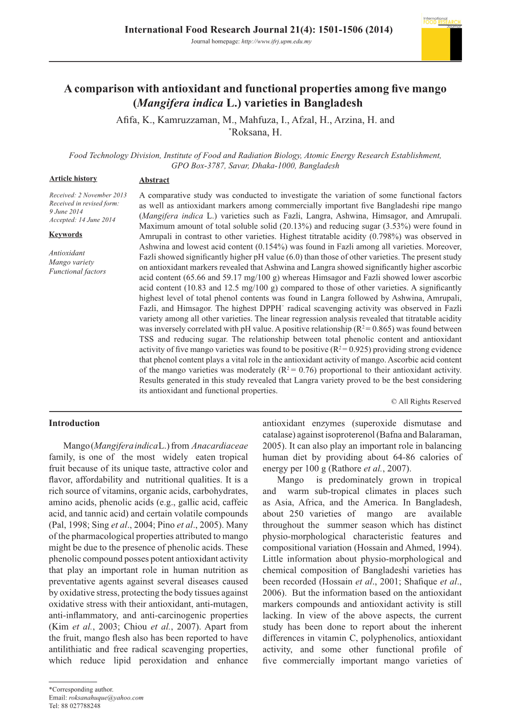 A Comparison with Antioxidant and Functional Properties Among Five