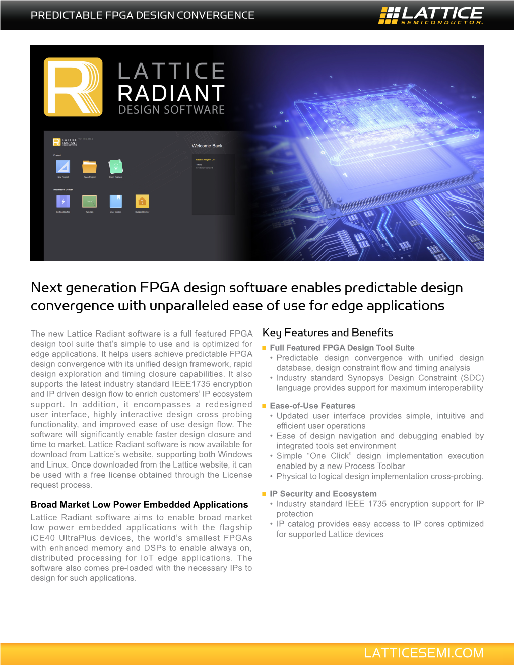 Lattice Radiant Software Product Brief