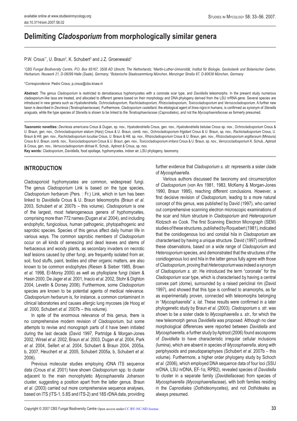 Delimiting Cladosporium from Morphologically Similar Genera