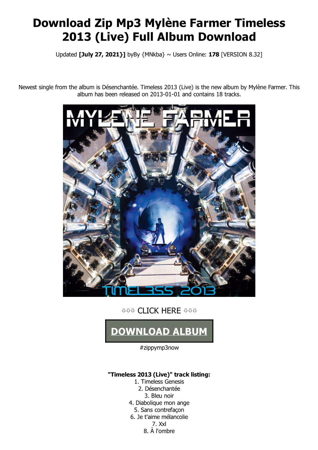 Download Zip Mp3 Mylène Farmer Timeless 2013 (Live) Full Album Download