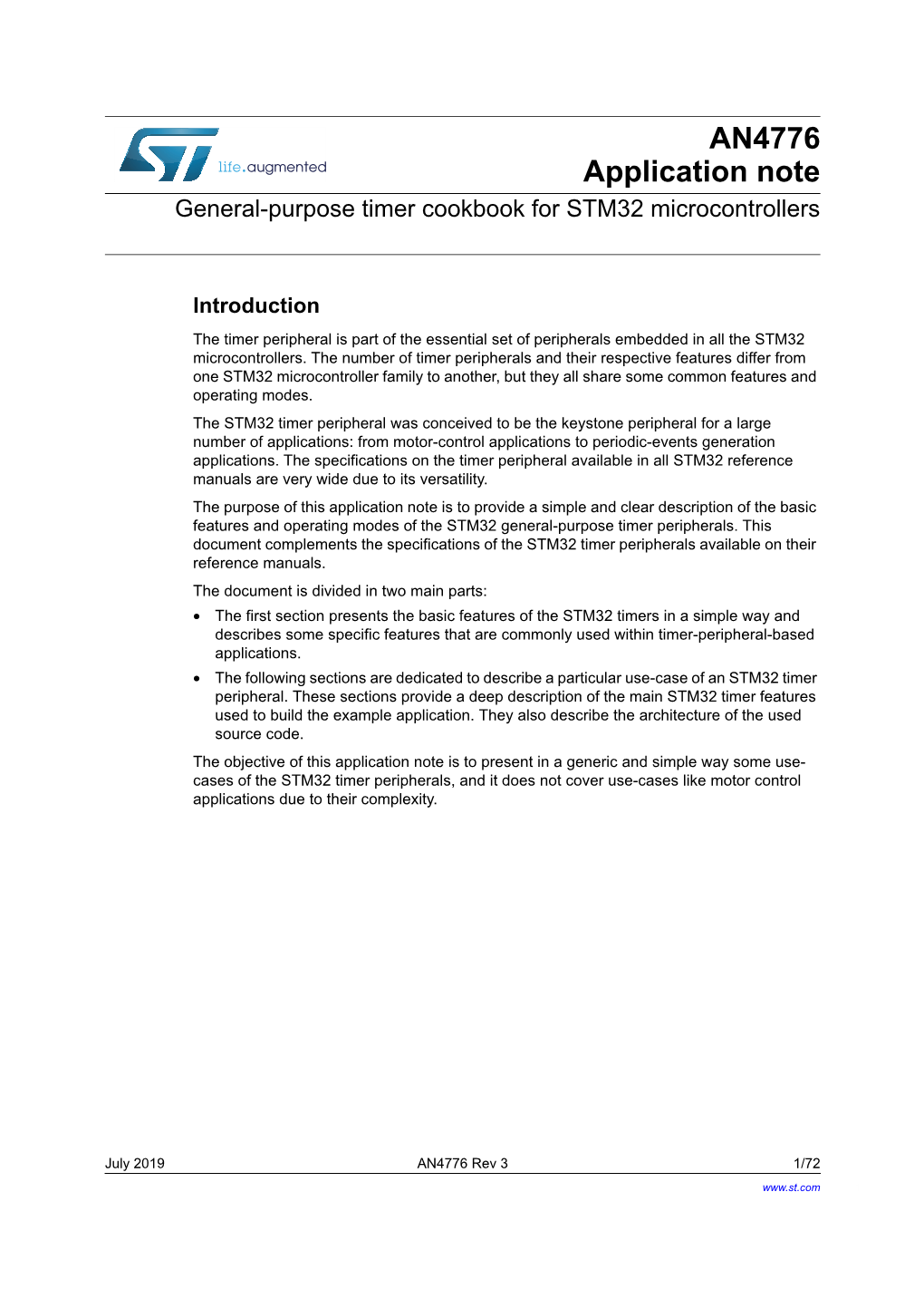 AN4776 General-Purpose Timer Cookbook for STM32 Microcontrollers