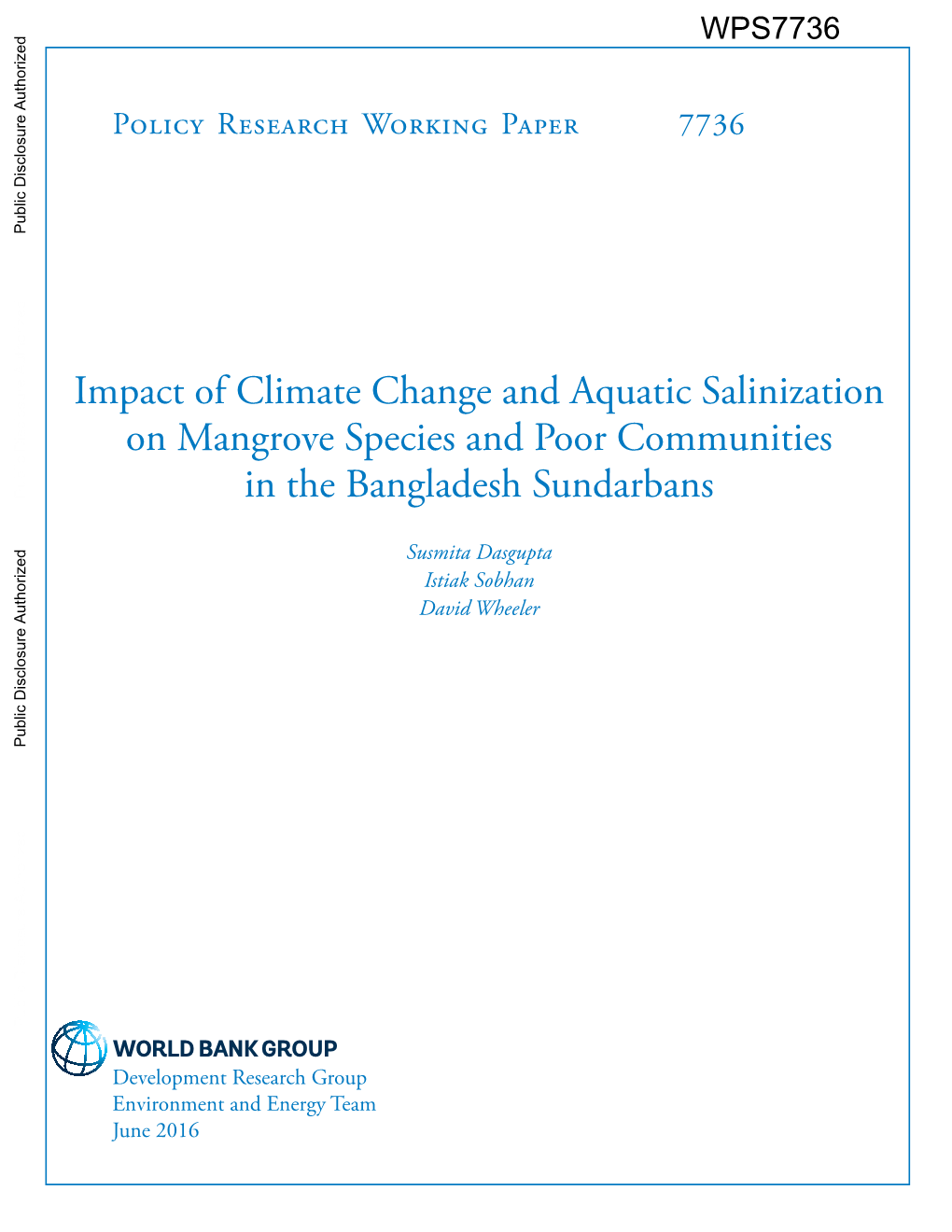 Impact of Climate Change and Aquatic Salinization on Mangrove Species and Poor Communities