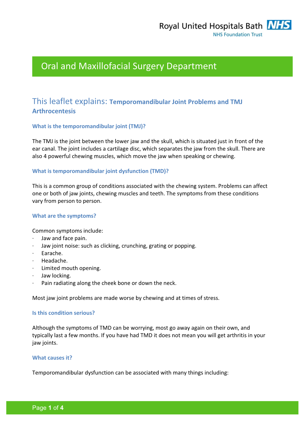 Temporomandibular Joint Problems and TMJ Arthrocentesis